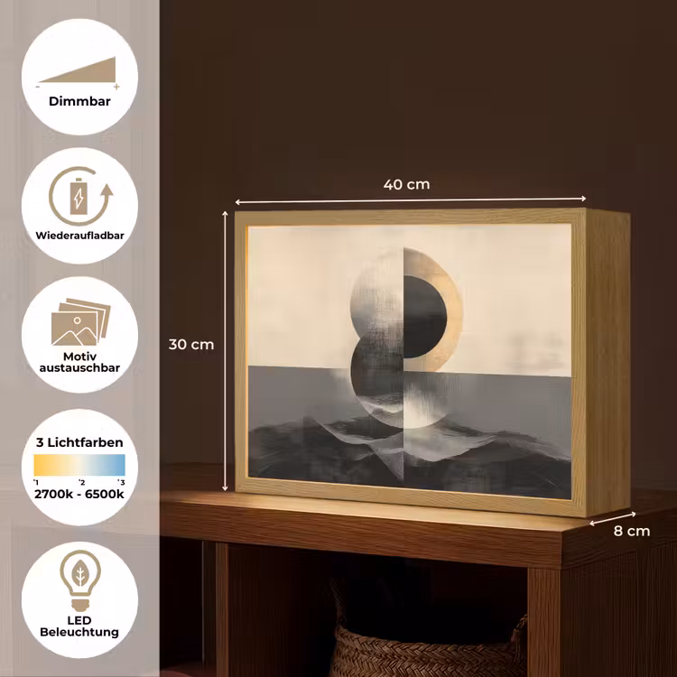 Cirkels - Schaduw - Abstract Light Box met batterij (Wandlamp) middel -USP_websiteoverzichtDE