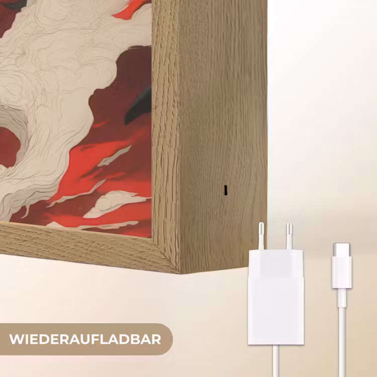 Krijger - Draak - Zwart - Rood - Rook Light Box met batterij (Wandlamp) middel -USP_websiteoplaadbaarDE