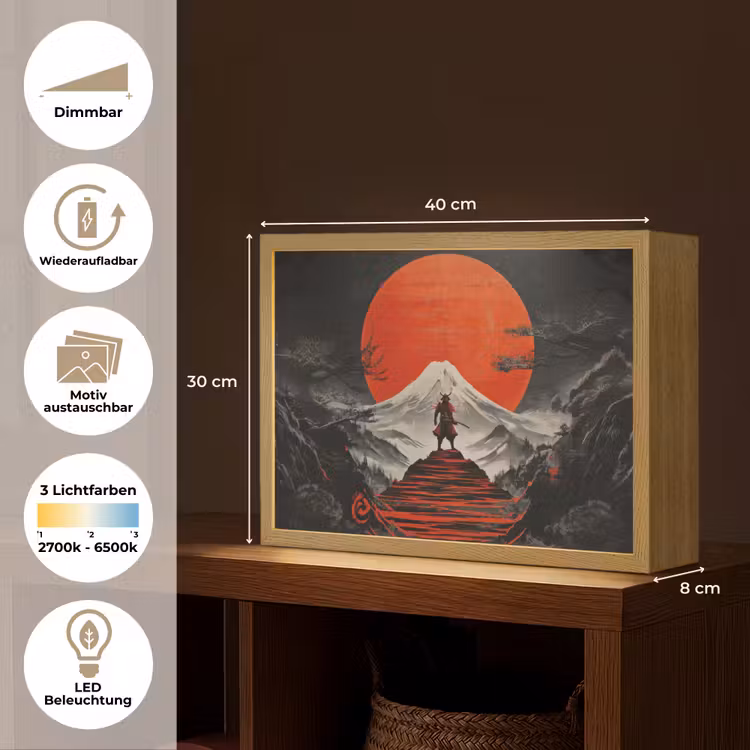 Krijger - Rode trappen - Zon - Berg Light Box met batterij (Wandlamp) middel -USP_websiteoverzichtDE