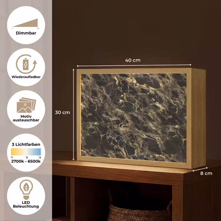 Kristal - Goud - Zwart - Marmer Light Box met batterij (Wandlamp) middel 907 -USP_websiteoverzichtDE