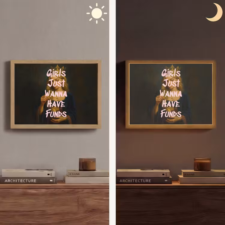 Kroon - Vrouw - Jurk - Opvallend Light Box met batterij (Wandlamp) middel -sfeer3