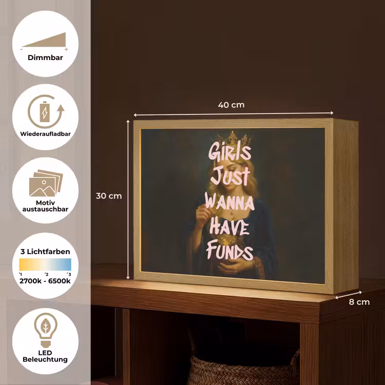 Kroon - Vrouw - Jurk - Opvallend Light Box met batterij (Wandlamp) middel -USP_websiteoverzichtDE