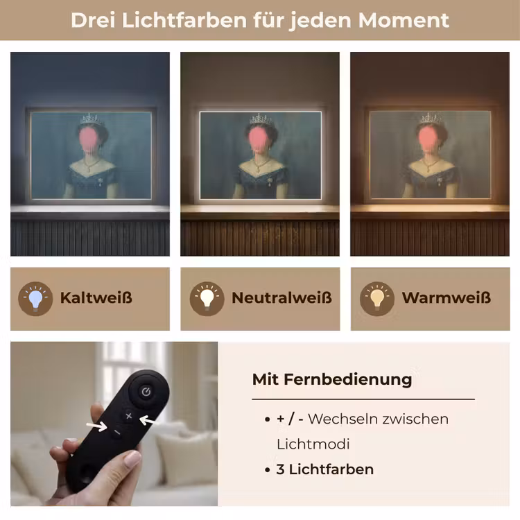 Kroon - Roze druipend verf - Portret Light Box met batterij (Wandlamp) middel -USP_lichtkleurDE