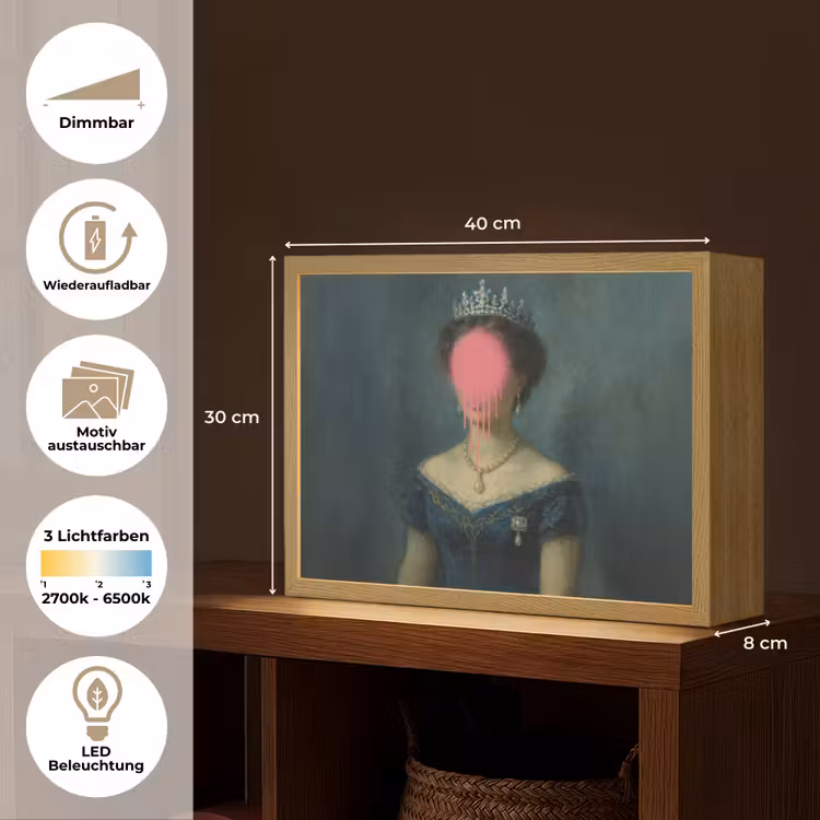 Kroon - Roze druipend verf - Portret Light Box met batterij (Wandlamp) middel -USP_websiteoverzichtDE