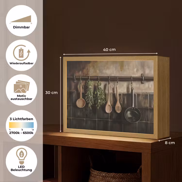 Keukengerei - Rustiek - Tegels - Kruiden Light Box met batterij (Wandlamp) middel -USP_websiteoverzichtDE