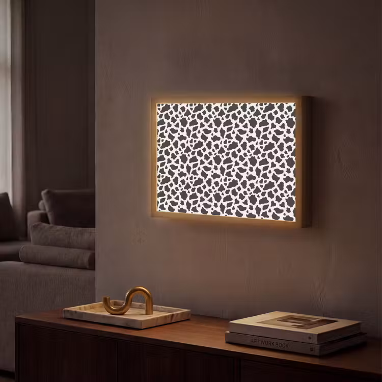 Koe - Vlekken - Patroon - Zwart Light Box met batterij (Wandlamp) middel 907 -sfeer1