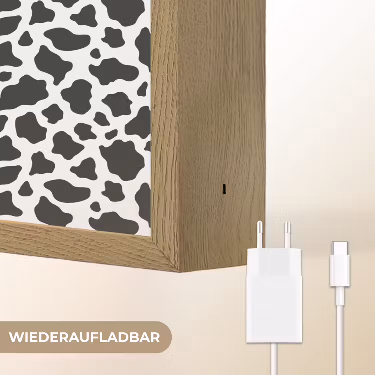 Koe - Vlekken - Patroon - Zwart Light Box met batterij (Wandlamp) middel 907 -USP_websiteoplaadbaarDE