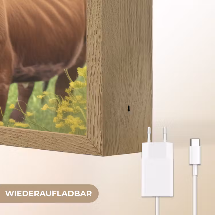 Koe - Weide - Bloemen Light Box met batterij (Wandlamp) middel -USP_websiteoplaadbaarDE
