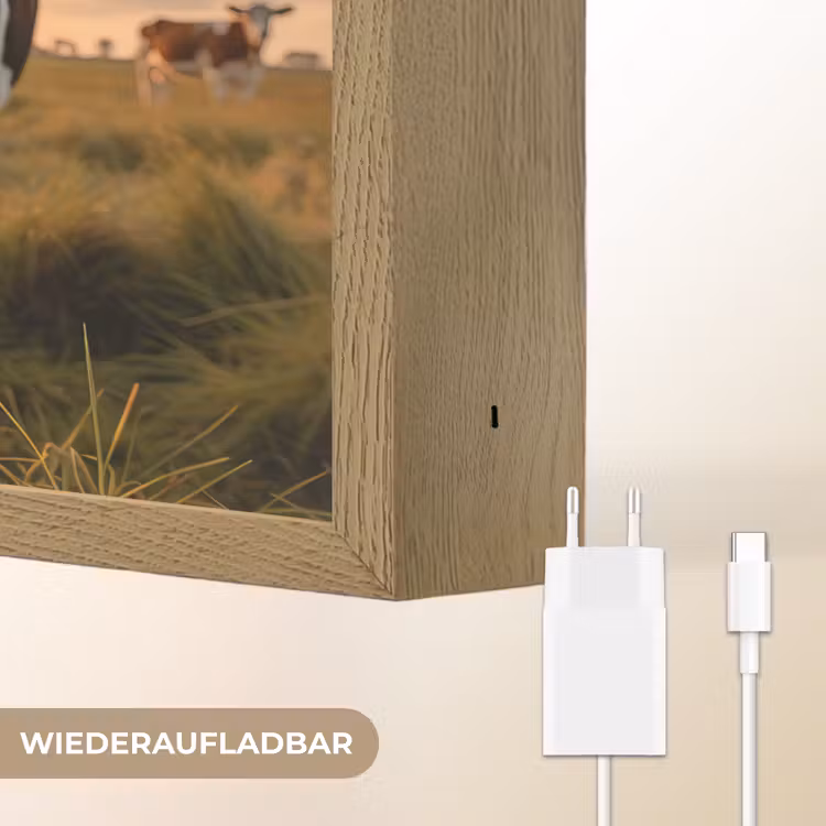 Koe - Weiland - Dieren portret - Natuur - Koeien Light Box met batterij (Wandlamp) middel -USP_websiteoplaadbaarDE