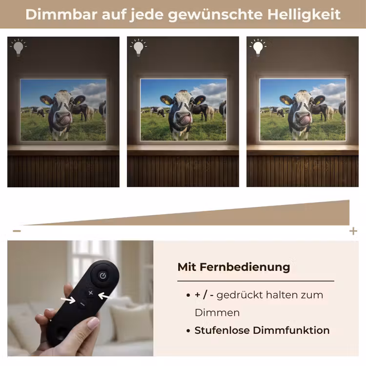 Koe - Tong - Weide Light Box met batterij (Wandlamp) middel -USP_dimbaarDE