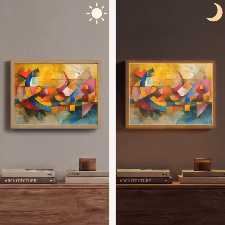 Kunst - Abstract - Aesthetic - Kleurrijk - Art Light Box met batterij (Wandlamp) middel -sfeer3