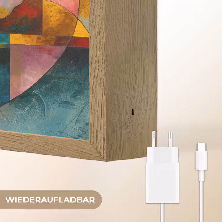 Kunst - Abstract - Aesthetic - Kleurrijk - Art Light Box met batterij (Wandlamp) middel -USP_websiteoplaadbaarDE