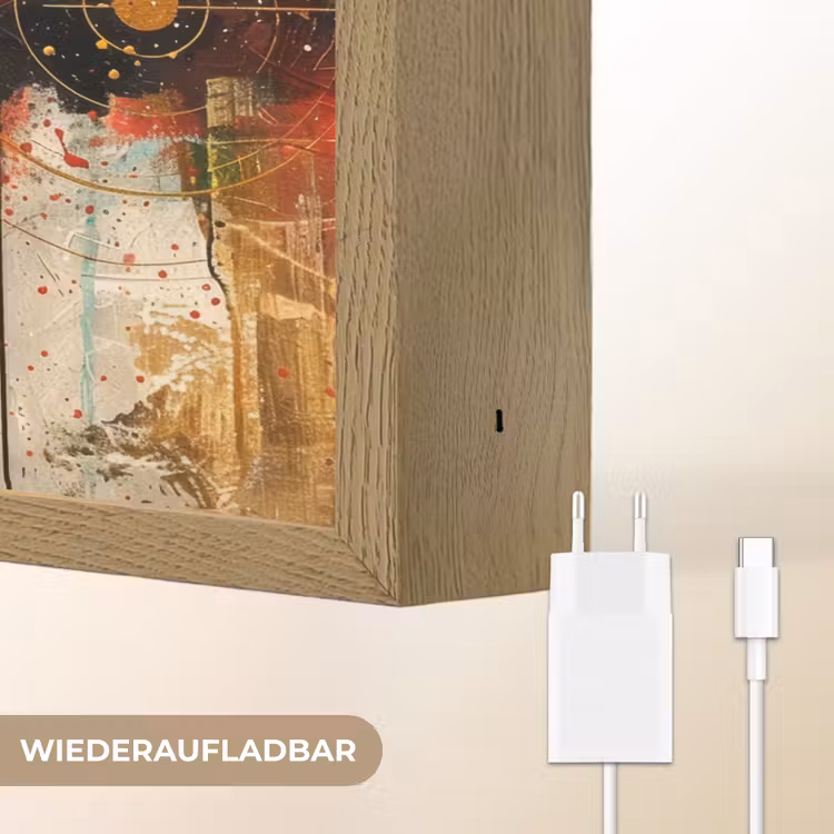 Kunst - Abstract - Aesthetic - Goud Light Box met batterij (Wandlamp) middel -USP_websiteoplaadbaarDE