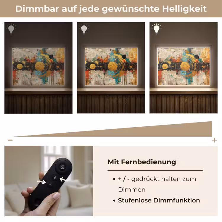 Kunst - Abstract - Aesthetic - Goud Light Box met batterij (Wandlamp) middel -USP_dimbaarDE