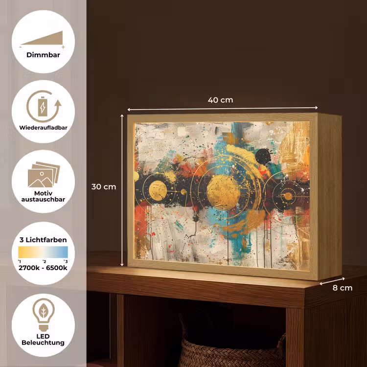 Kunst - Abstract - Aesthetic - Goud Light Box met batterij (Wandlamp) middel -USP_websiteoverzichtDE