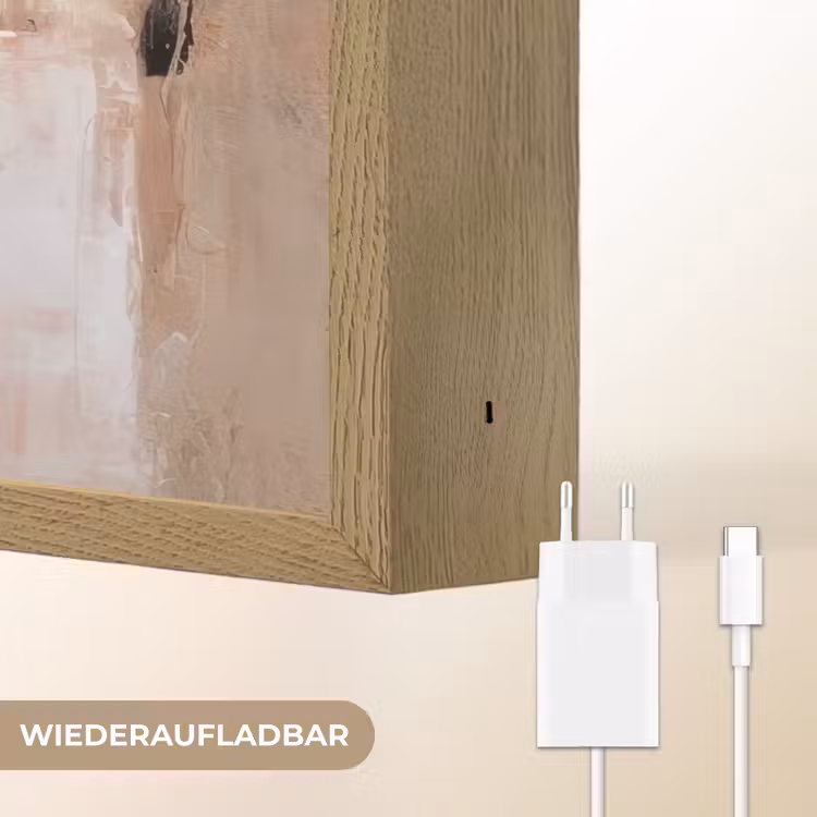 Kunst - Abstract - Beige - Verf Light Box met batterij (Wandlamp) middel -USP_websiteoplaadbaarDE
