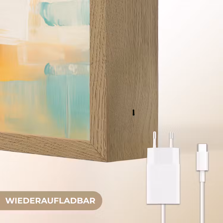 Kunst - Abstract - Blauw - Wit Light Box met batterij (Wandlamp) middel -USP_websiteoplaadbaarDE