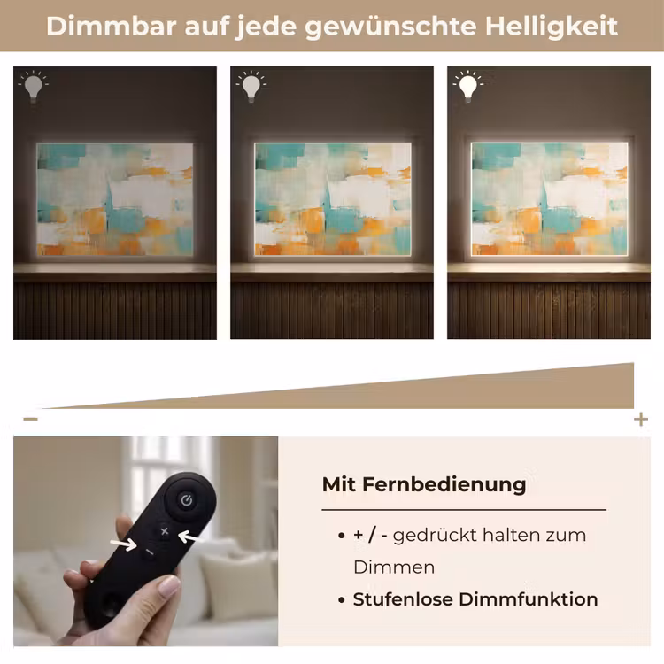 Kunst - Abstract - Blauw - Wit Light Box met batterij (Wandlamp) middel -USP_dimbaarDE
