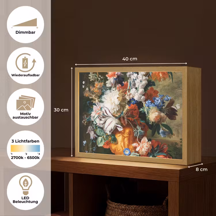 Kunst - Oude meesters - Boeket bloemen in een urn Light Box met batterij (Wandlamp) middel -USP_websiteoverzichtDE