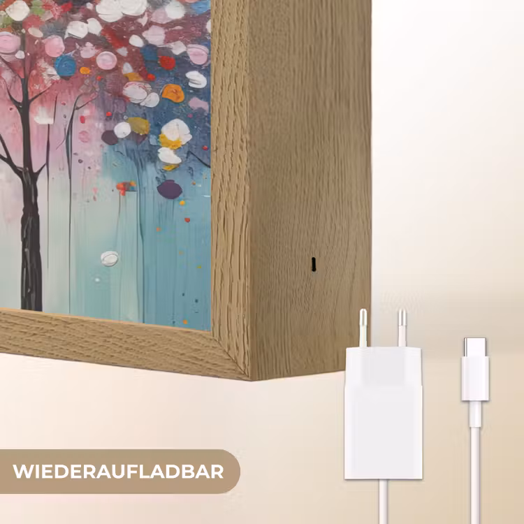 Kunst - Bomen - Natuur - Acryl Light Box met batterij (Wandlamp) middel -USP_websiteoplaadbaarDE