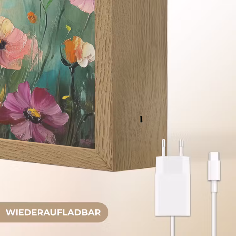 Kunst - Bloemen - Lente - Natuur Light Box met batterij (Wandlamp) middel -USP_websiteoplaadbaarDE