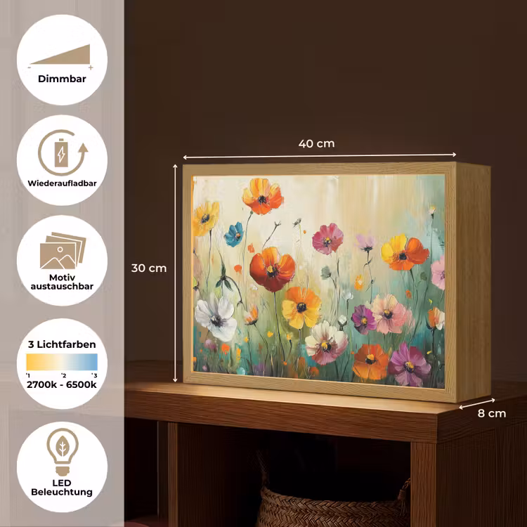Kunst - Bloemen - Lente - Natuur Light Box met batterij (Wandlamp) middel -USP_websiteoverzichtDE