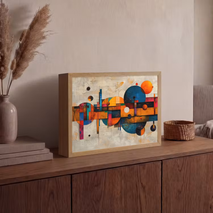 Kunst - Kleurrijk - Modern - Vormen Light Box met batterij (Wandlamp) middel -sfeer2