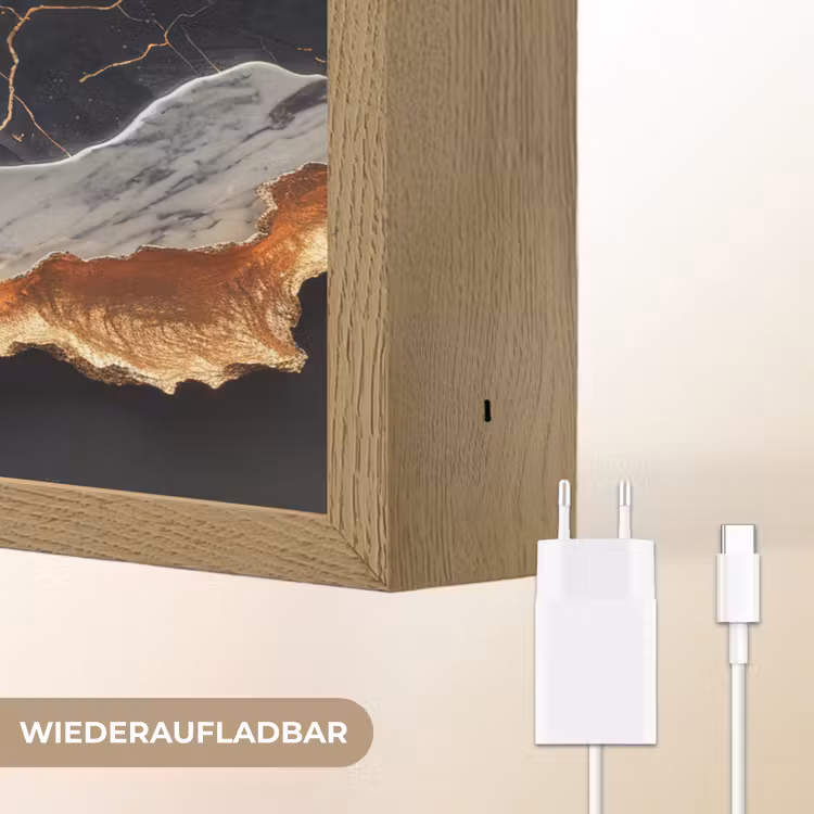 Kunst - Goud - Modern - Abstract Light Box met batterij (Wandlamp) middel -USP_websiteoplaadbaarDE