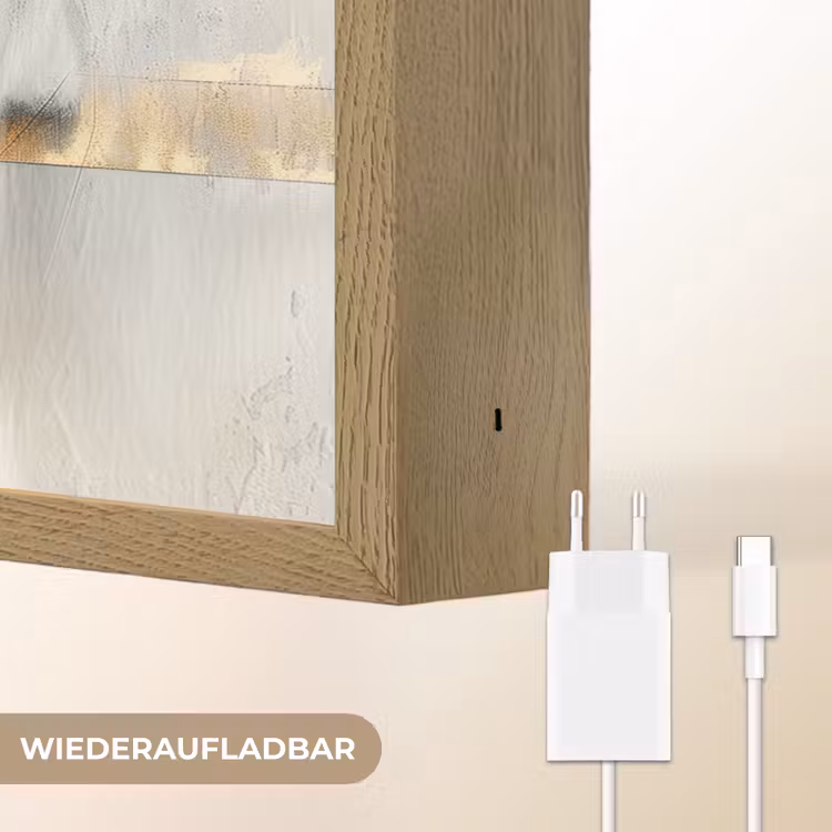 Kunst - Goud - Zilver - Abstract Light Box met batterij (Wandlamp) middel -USP_websiteoplaadbaarDE
