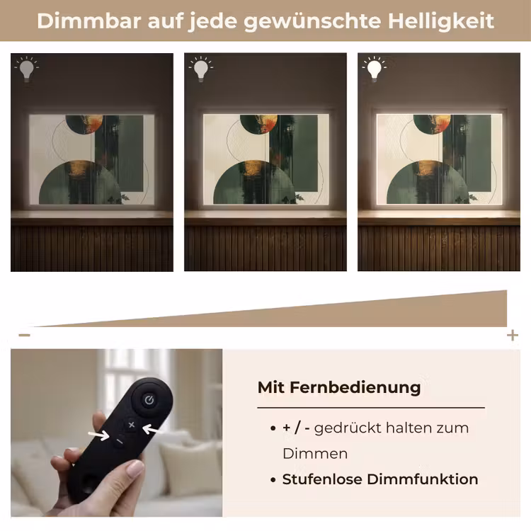 Kunst - Cirkels - Modern - Abstract Light Box met batterij (Wandlamp) middel -USP_dimbaarDE