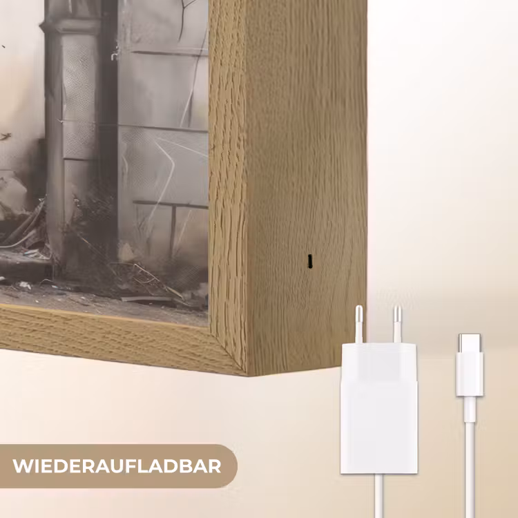 Kunst - Meisje - Ballonnen - Hart - Grijs Light Box met batterij (Wandlamp) middel -USP_websiteoplaadbaarDE