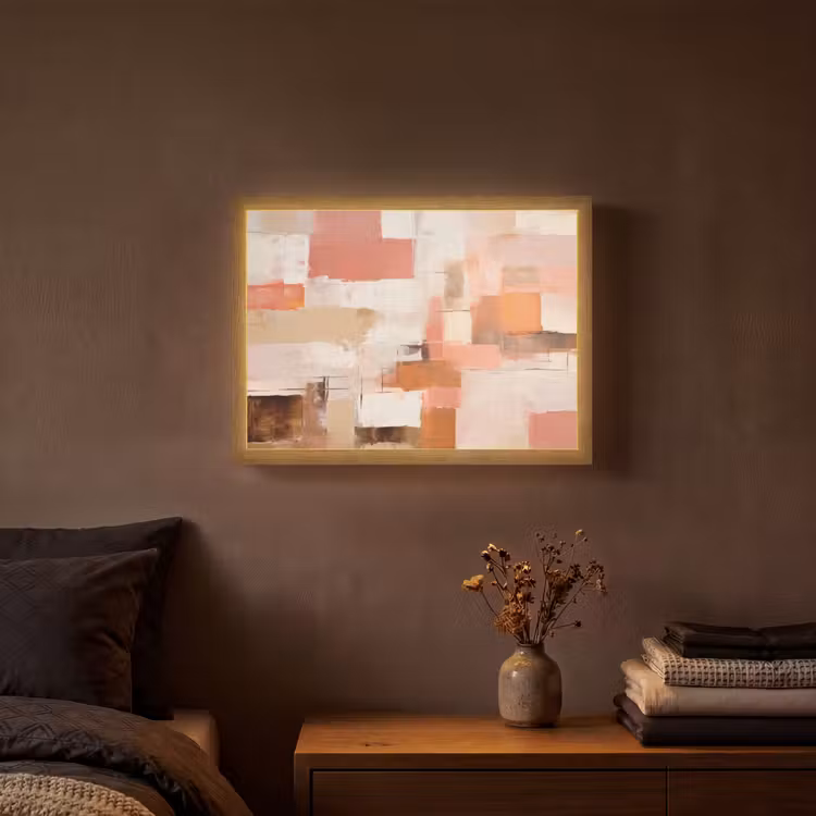 Kunst - Roze - Abstract Light Box met batterij (Wandlamp) middel -sfeer4