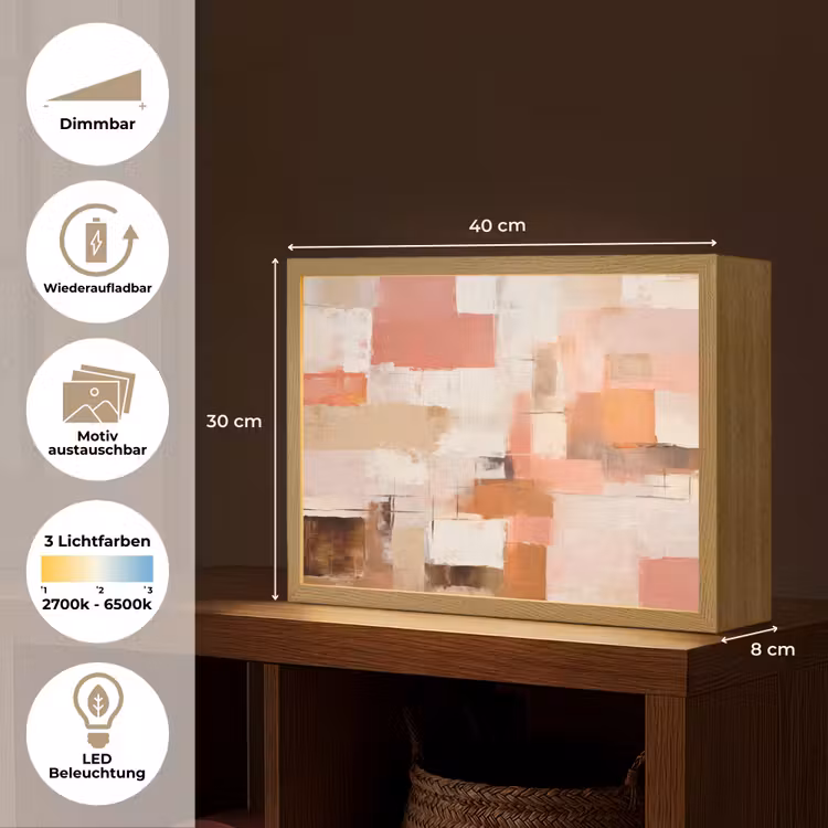 Kunst - Roze - Abstract Light Box met batterij (Wandlamp) middel -USP_websiteoverzichtDE
