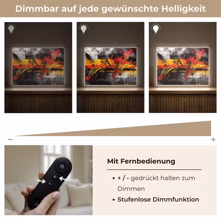Kunst - Zwart - Abstract Light Box met batterij (Wandlamp) middel -USP_dimbaarDE
