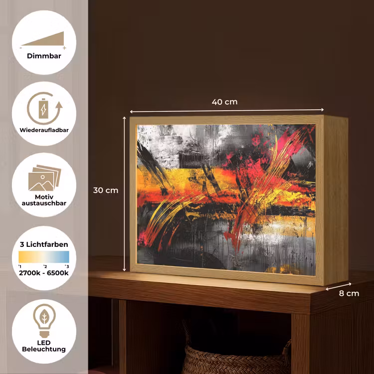 Kunst - Zwart - Abstract Light Box met batterij (Wandlamp) middel -USP_websiteoverzichtDE