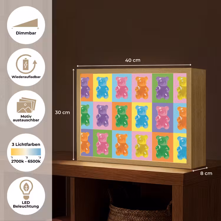 Art- Snoep - Kleurrijk Light Box met batterij (Wandlamp) middel -USP_websiteoverzichtDE