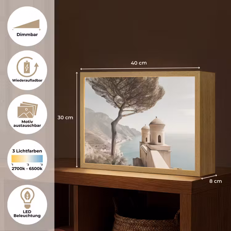 Kust - Klif - Boom - Gebouw Light Box met batterij (Wandlamp) middel -USP_websiteoverzichtDE