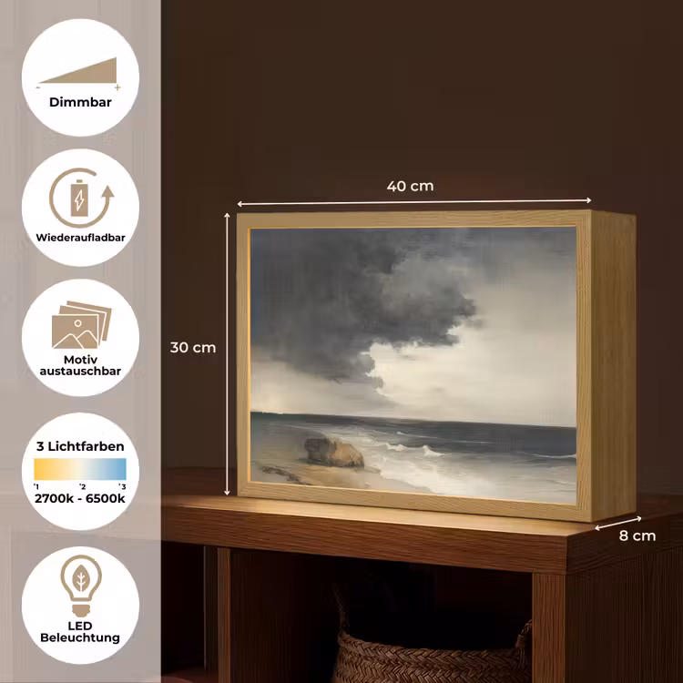 Kust - Golven - Rots - Storm Light Box met batterij (Wandlamp) middel -USP_websiteoverzichtDE