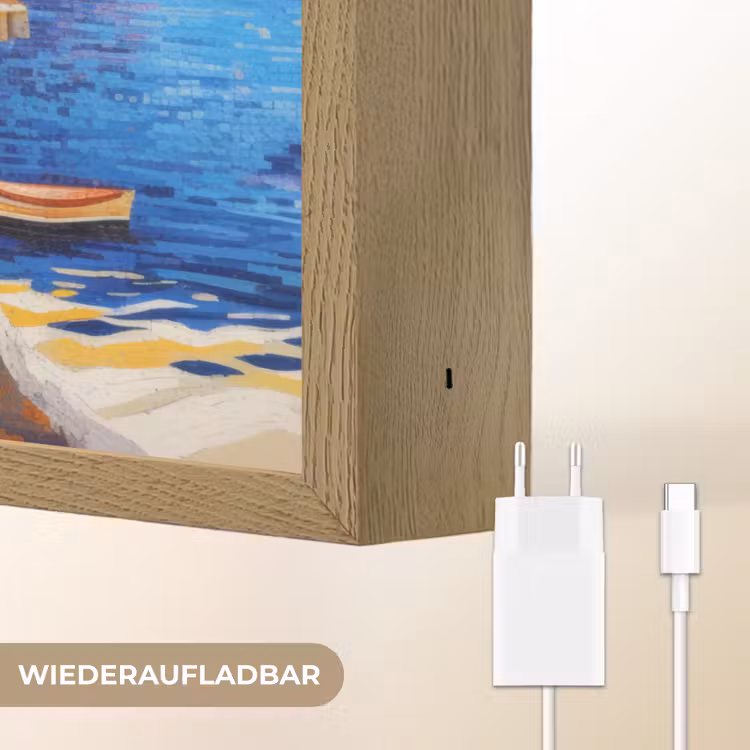 Kustdorp - Huisjes - Mozaïek - Zee Light Box met batterij (Wandlamp) middel -USP_websiteoplaadbaarDE