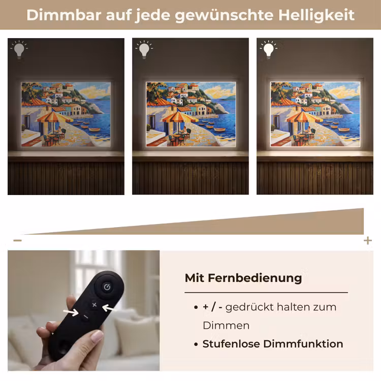 Kustdorp - Huisjes - Mozaïek - Zee Light Box met batterij (Wandlamp) middel -USP_dimbaarDE