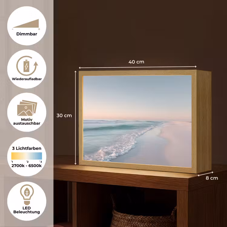 Kustlijn - Pastel - water Light Box met batterij (Wandlamp) middel -USP_websiteoverzichtDE