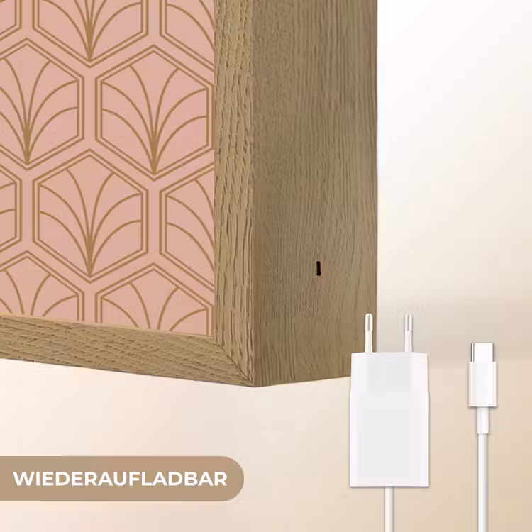 Zalmroze - Patroon - Geometrisch Light Box met batterij (Wandlamp) middel 907 -USP_websiteoplaadbaarDE