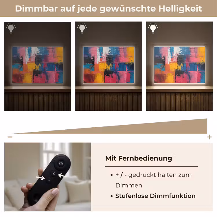 Verflook - Kunst - Modern - Abstract Light Box met batterij (Wandlamp) middel -USP_dimbaarDE