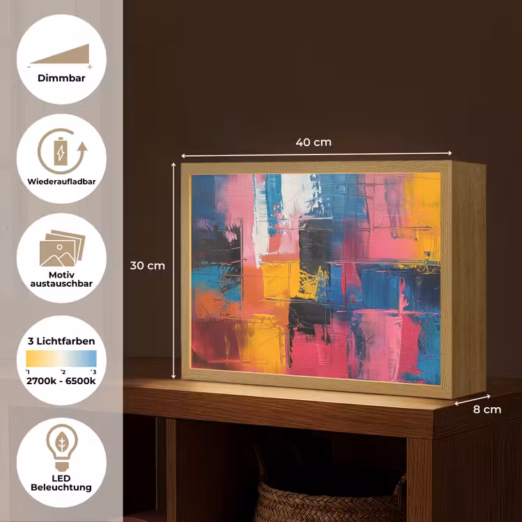 Verflook - Kunst - Modern - Abstract Light Box met batterij (Wandlamp) middel -USP_websiteoverzichtDE