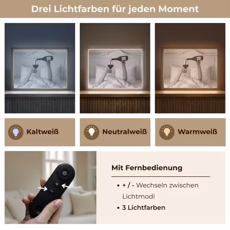 Lakens - Armen - Wijn - Glas Light Box met batterij (Wandlamp) middel -USP_lichtkleurDE