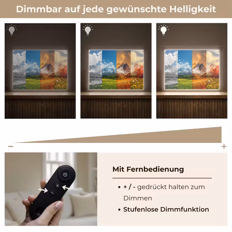 Landschap - 4 seizoenen - Natuur - Winter - Lente - Zomer - Herfst Light Box met batterij (Wandlamp) middel -USP_dimbaarDE