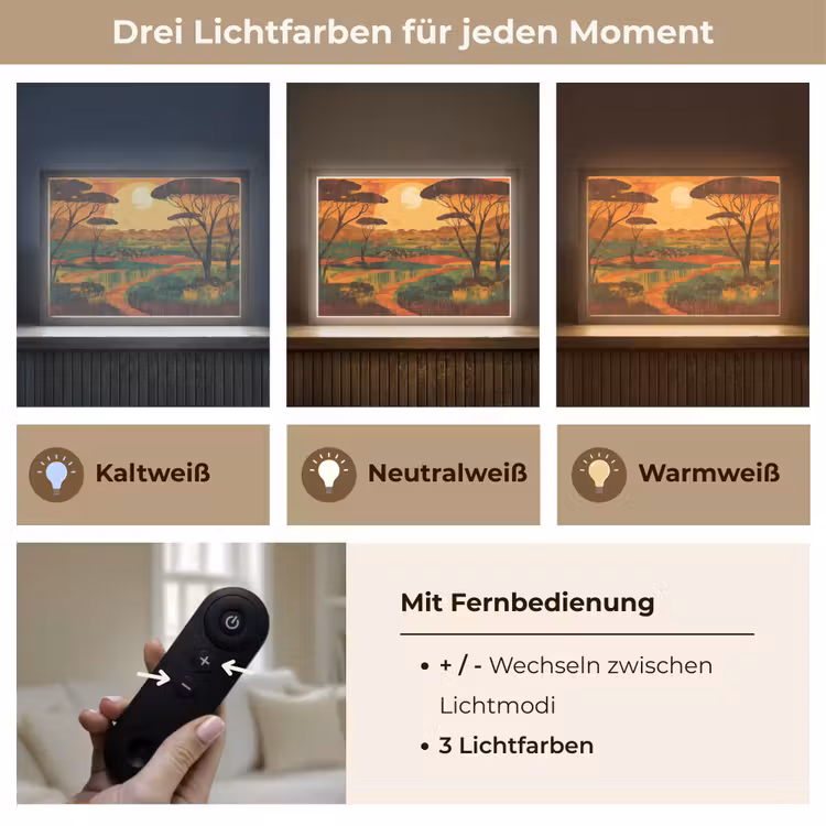 Landschap - Afrikaans - Zon Light Box met batterij (Wandlamp) middel -USP_lichtkleurDE