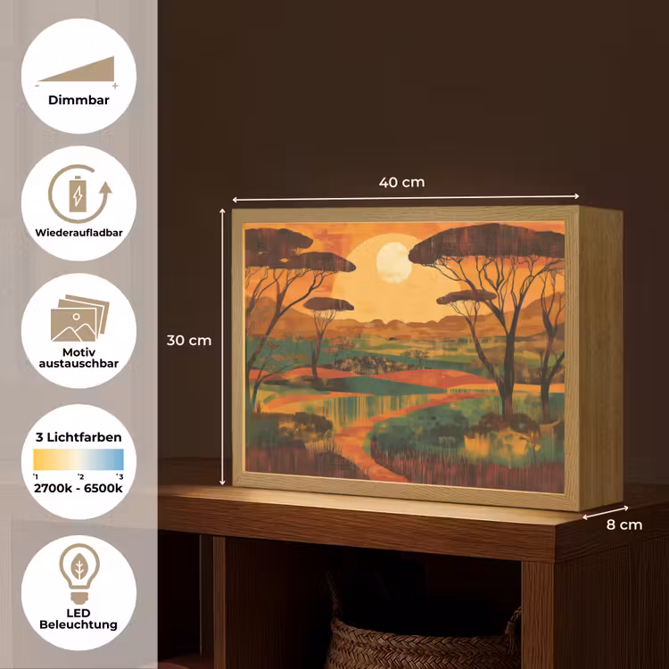Landschap - Afrikaans - Zon Light Box met batterij (Wandlamp) middel -USP_websiteoverzichtDE