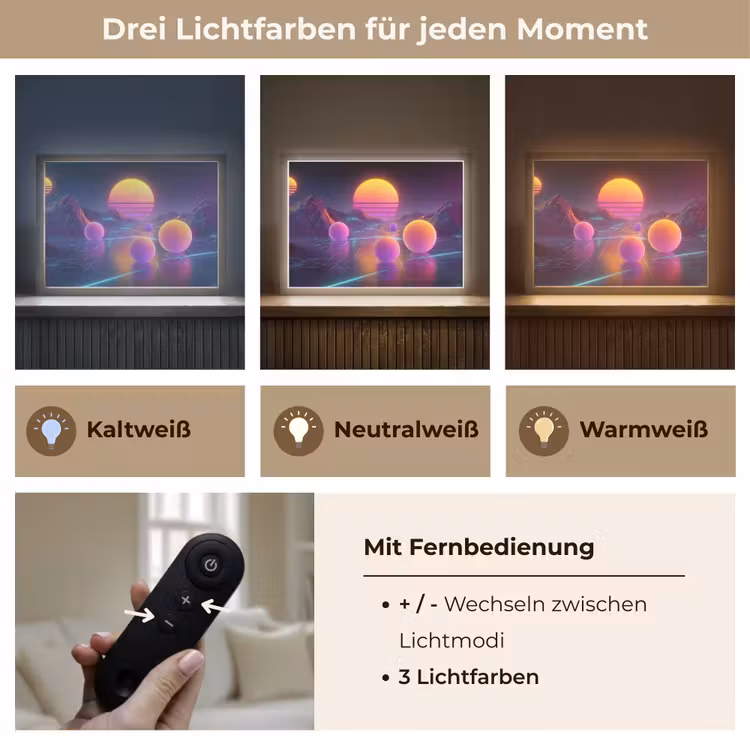 Landschap - Bergen - Bollen - Licht Light Box met batterij (Wandlamp) middel -USP_lichtkleurDE