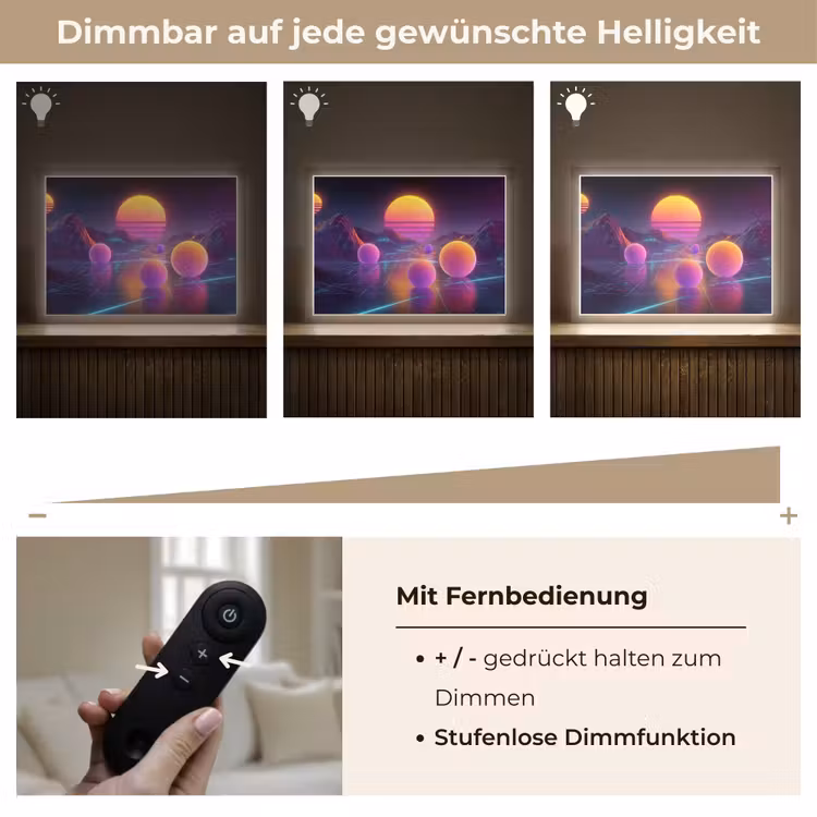Landschap - Bergen - Bollen - Licht Light Box met batterij (Wandlamp) middel -USP_dimbaarDE